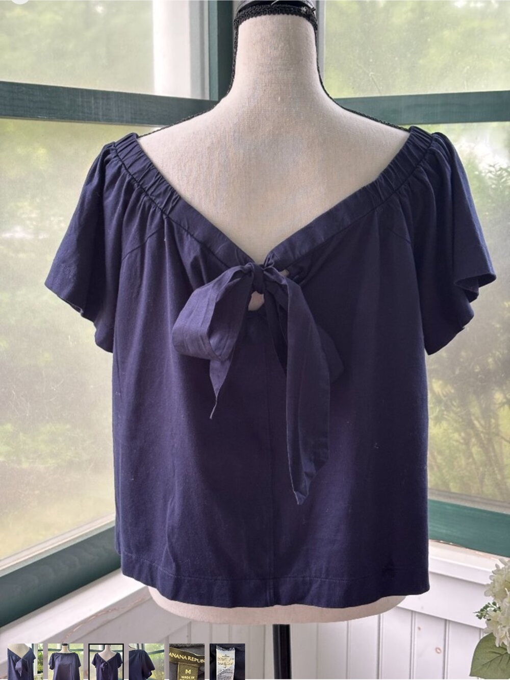 Banana Republic Navy Tie-back Women's Top